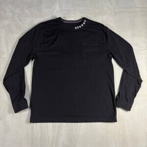 Stussy Black Jacquard Rib Neck Pocket Long Sleeve T-Shirt Men Sz M Preowned